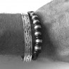 Jonc plat tresse celtique en argent massif