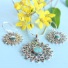 Collier et boucles d'oreilles fantaisie Estrella argent et turquoise