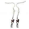 Boucles doreilles « amour et papillons » pendantes en acier et zircon