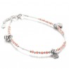 Bracelet "Papaya" tubes d'argent breloques et perles de corail rose