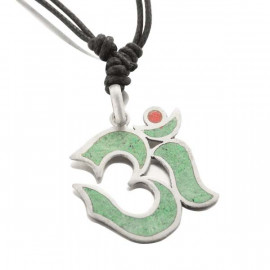 Collier Hindou Ôm amulette laiton turquoise