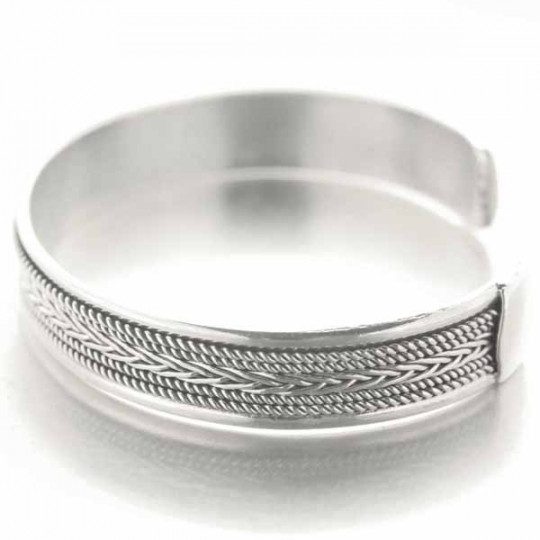 Bracelet Jonc Argent 925 Homme - 62 Mm, Ciselé, Ouvert, Garanti, Neuf Avec Étiquettes