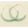 Boucles d'oreilles fantaisie créoles Havana argent et Amazonite