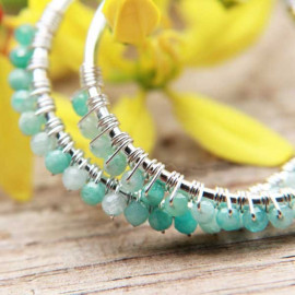 Boucles d'oreilles créoles Havana en argent et amazonite