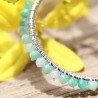 Boucles d'oreilles créoles argente et perles d'amazonite ciselées