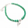 Bracelet fantaisie cubes turquoise et breloque aile argent