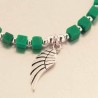 Bracelet fantaisie cubes de turquoise verte et breloque aile
