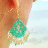 Boucles d'oreilles bohèmes Ibiza dorées en perles sequin