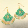 Boucles d'oreilles fantaisie bohèmes Ibiza dorées et turquoises