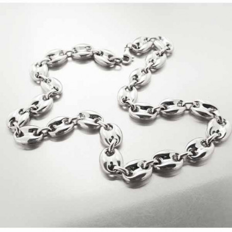Collier homme maille grain de café en argent massif