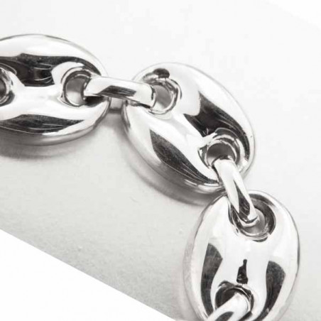 Collier homme maille grain de café en argent massif