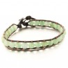 Bracelet Wrapp en cuir et boules d'aventurine verte