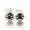 Boucles d'oreilles pirate tête de mort argent émail