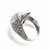 Bague homme chevalière tête d'aigle en argent massif