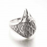 Chevalière argent tête d'aigle massive ciselée
