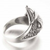 Bague tête d'aigle en argent massif ciselé