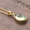 Collier Essentielles goutte Phrénite en argent plaqué or