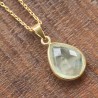 Collier Essentielles goutte Phrénite en argent plaqué or