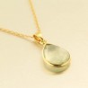 Collier Essentielles goutte Phrénite en argent plaqué or
