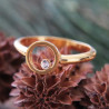 Bague Solitaire cercle en argent doré et zircon blanc
