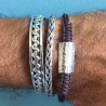 Jonc Kampio, bracelet palmier carré  argent et bracelet fantaisie Edgard