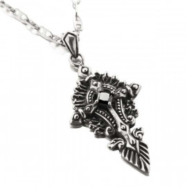 Collier homme croix style Game of Thrones en acier et zircon noir