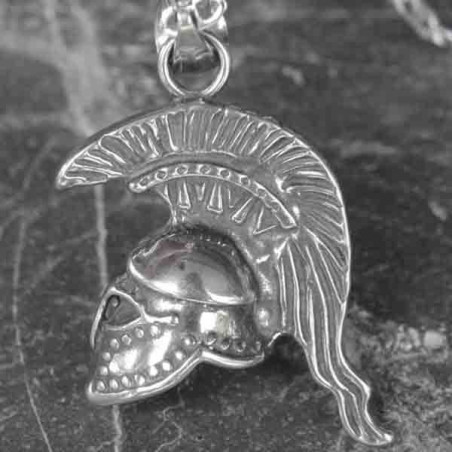 Pendentif casque de gladiateur romain en acier