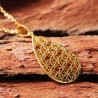 Pendentif Lila goutte ajourée fleurs argent dorées à l'or fin