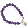 Bracelet fantaisie boules d'améthystes facettées argent et strass