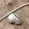 Bracelet breloque deux feuilles argent