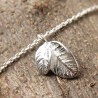 Bracelet fantaisie breloques 2 feuilles argent