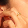 Bague Solitaire cercle en argent doré et zircon blanc