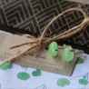 Boucles d'oreilles puces demi boules de jade vert et argent