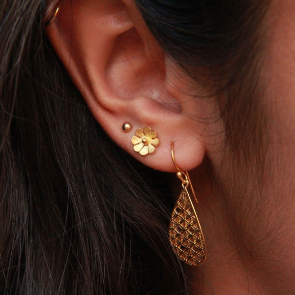 Boucles D'oreilles En Argent Doré 925 - Occasion - Style Classique