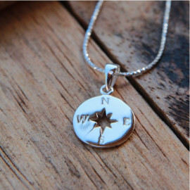 Collier Fin Compas en argent