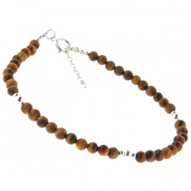 Bracelet "Annabella" en boules d'oeil de tigre et d'argent