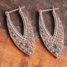 Boucles d'oreilles fantaisie ethniques sagaies en argent ciselé