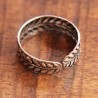 Bague de pied ouverte feuilles ciselées en argent