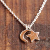 Collier fin lune et étoile en pendentif