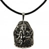 Collier Hindou Ganesh en cuir pendentif argent