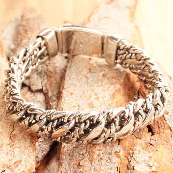 Gourmette Homme En Argent Massif Strié - Neuf Sans Emballage