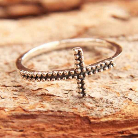 Bague Santa cross black en argent