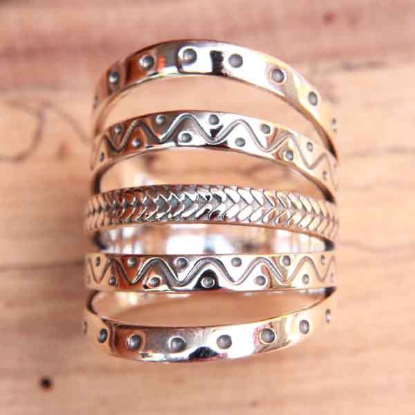 Bague Large Filigrane Argent 925 - Motif Ajouré Volutes Rétro - Hypoallergénique, Bijou Statement Femme - 9