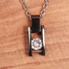 Collier à s'offrir entre amoureux acier noir pierre blanche