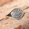 Chevalière ronde oeil céleste argent