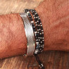 Jonc ethnique estampé en argent massif et bracelets fantaisie