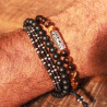 Bracelets fantaisie homme, œil de tigre, argent et corde