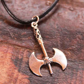 Collier Viking Ragnarök hache argent et cordon cuir