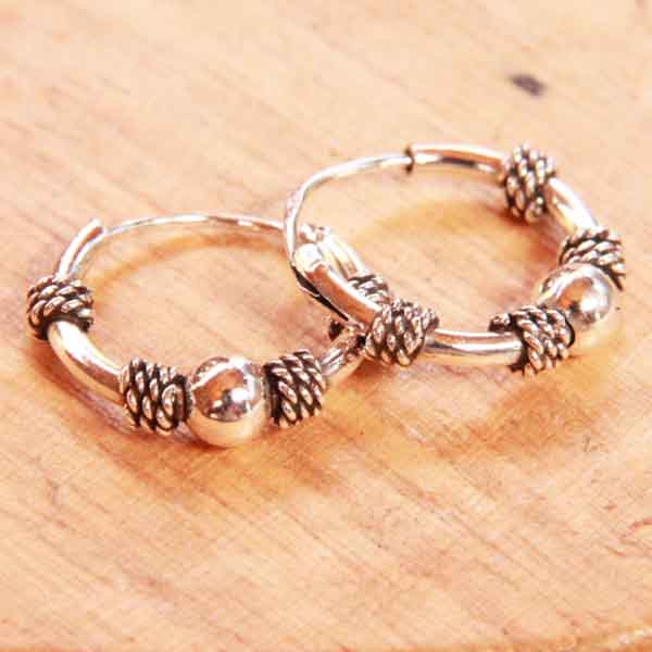 Boucles D'oreilles Créoles Tribales En Argent 925 - Diamètre 1,6 Cm - Neuf Avec étiquettes - Mixte