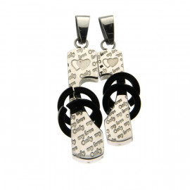 Pendentif "Amore"  double pour elle et lui en acier bicolore 